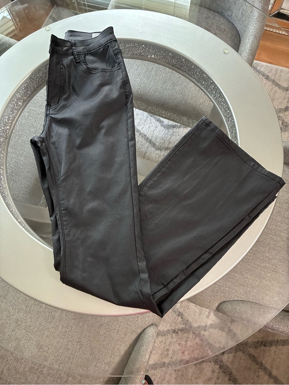 Women’s Black Pleather Flare Pants